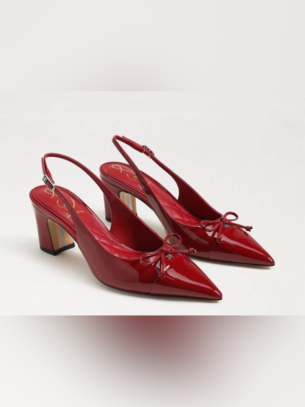 Sam Edelman Women's Willette Slingback Red Patent Leather Block Heel 6.5M NEW